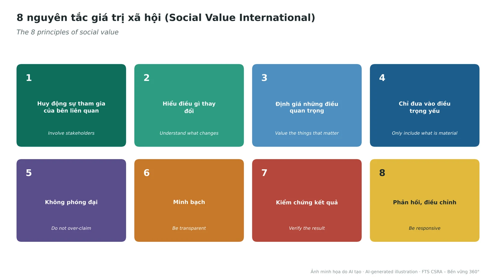 The eight principles of social value from Social Value International.
